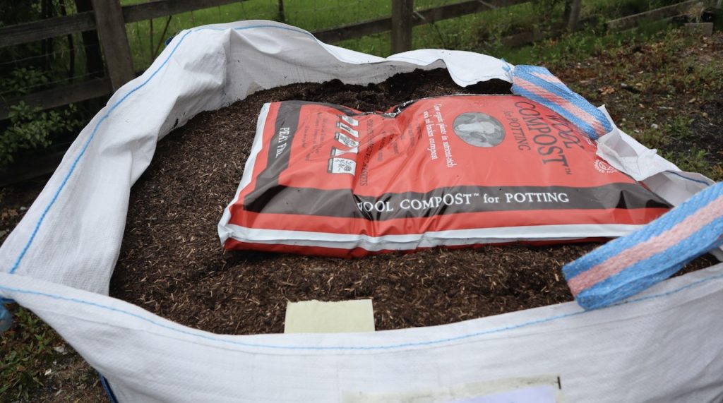 A tonne bag of peat free compost