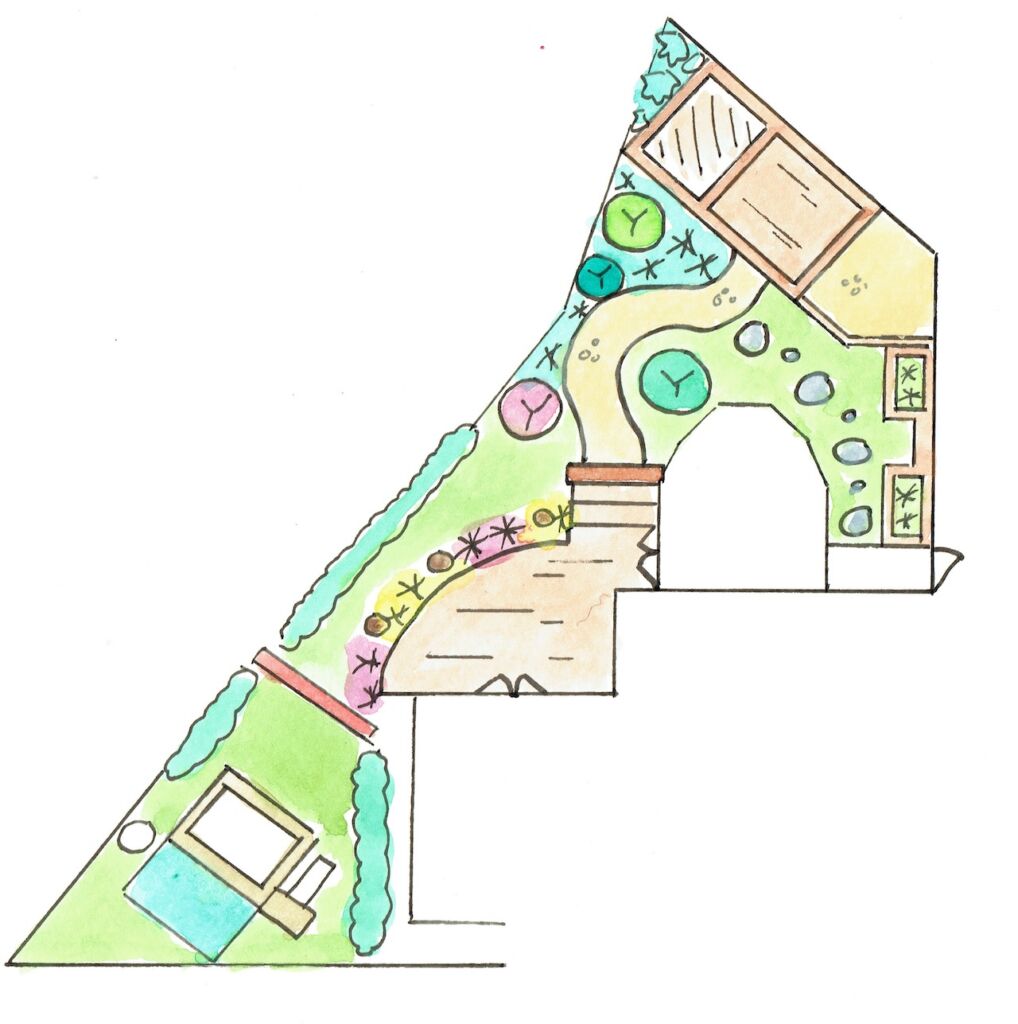 Triangular garden design help