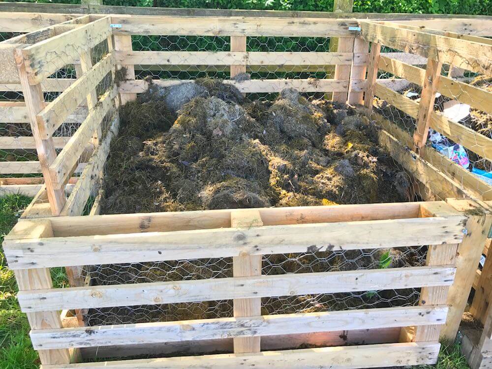 A pallet full of home made compost