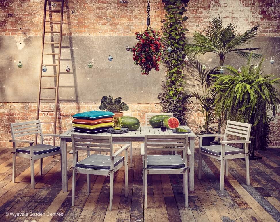 An outdoor table and chairs