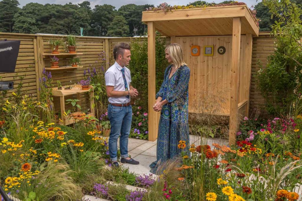 Lee Burkhill talking to Jo Whiley at RHS Tatton 2019