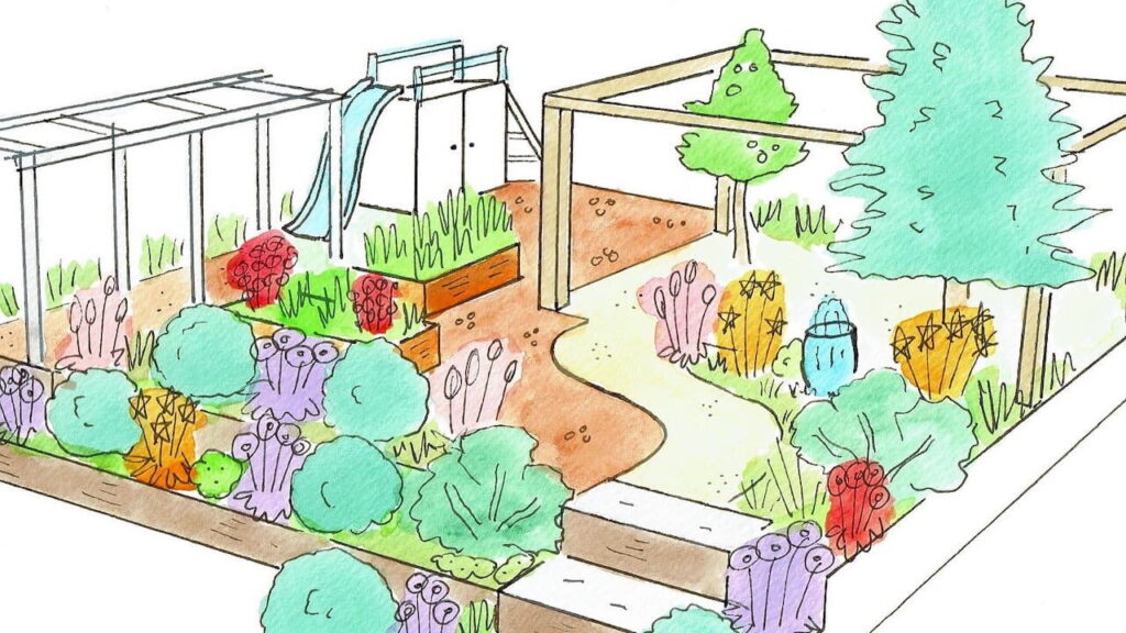 Terraced child friendly garden design