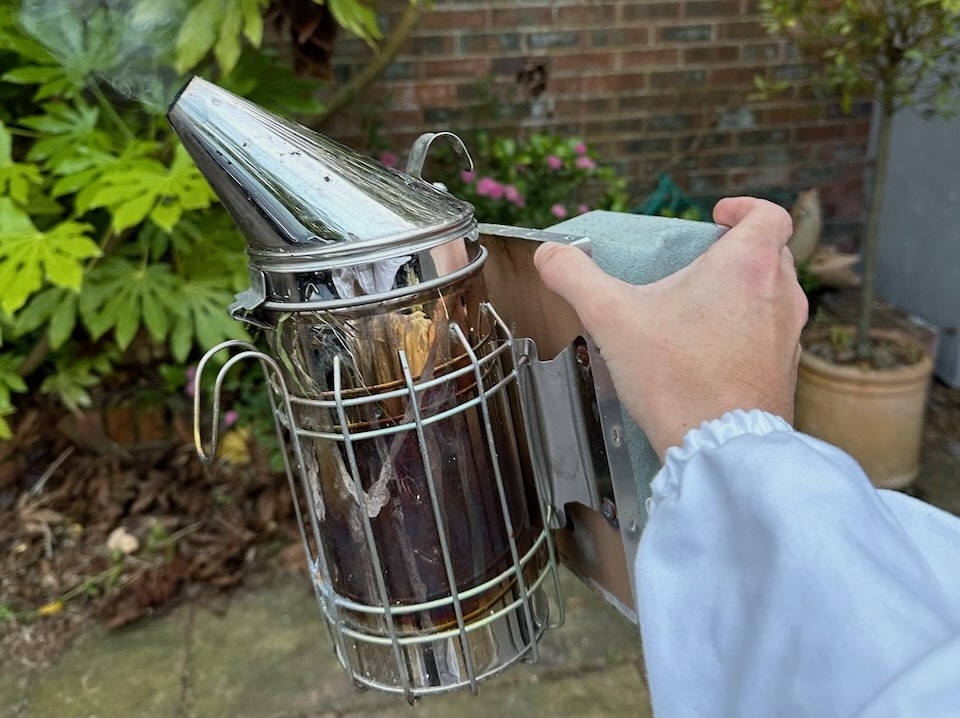 A honey bee smoker