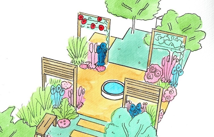 Focal points in skinny gardens