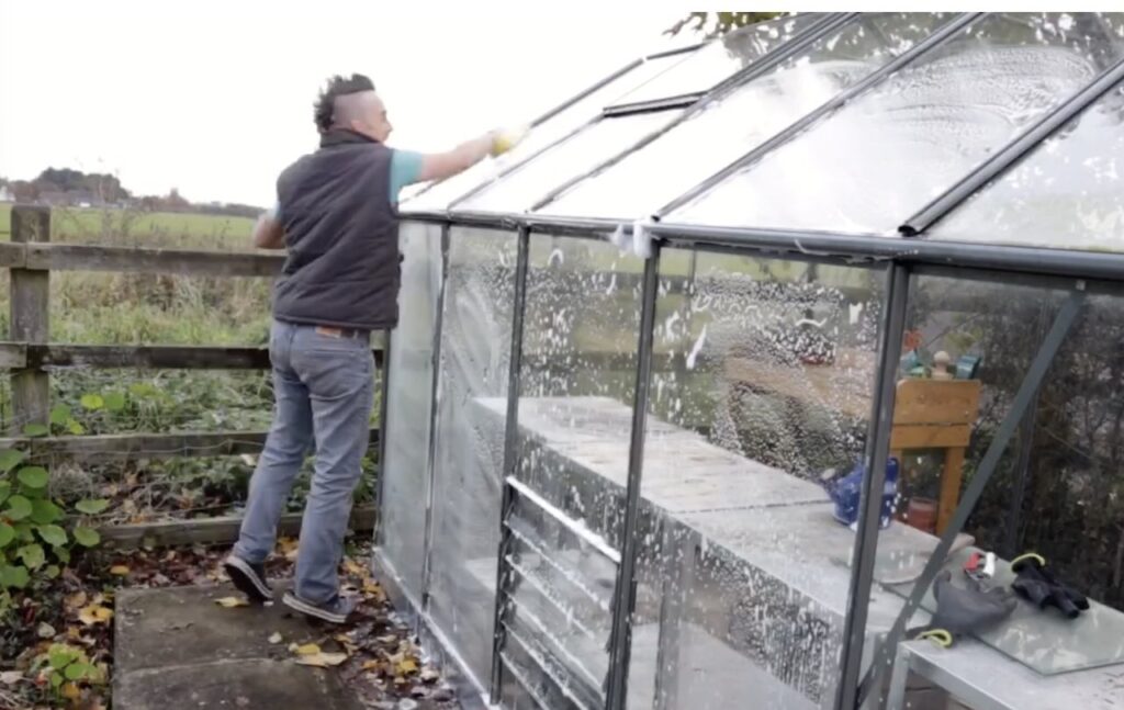 Cleaning staging and greenhouses